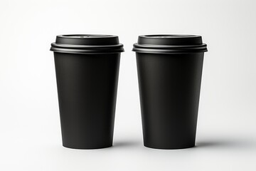 Black mugs isolated on white background Generative AI