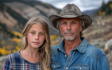 A man and a little girl standing side by side