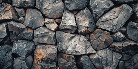 A group of rocks stacked next to each other in a pile, showing different sizes and shapes