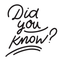 Did you Know text isolated on transparent background. Hand drawn vector art