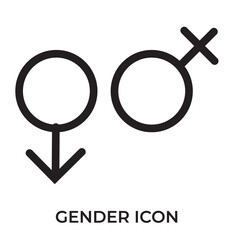 Gender identity symbols. Icons Geschlechter Schwarz. The sign of a woman, a man, a non-binary gender identity, androgynous and intersex, transgender. Vector black icons isolated on a white background.