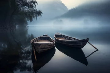 Deurstickers two boats on a lake © Alexandru