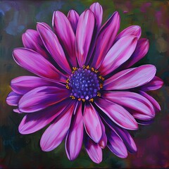 Purple Flower Painting on Green Background