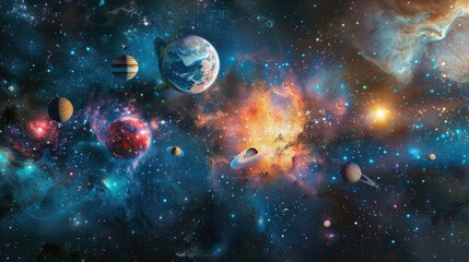 A captivating set of isolated planets from the solar system, featuring stunning imagery captured by NASA, revealing the wonders of outer space - obrazy, fototapety, plakaty