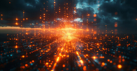 Fototapeta premium Abstract Background With Bright Lights and Dark Clouds