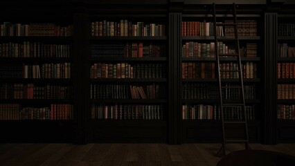 3D rendered illustration of a bookcase with an assortment of old books