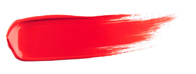 Red lipstick stroke isolated on white background. Lipstick smudge
