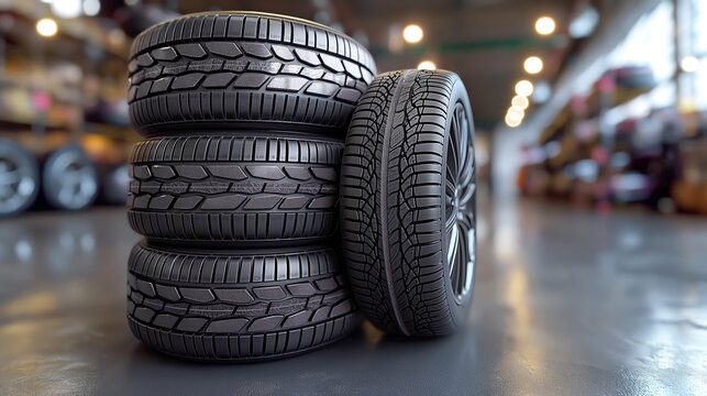 New tire set for sale at a tire store