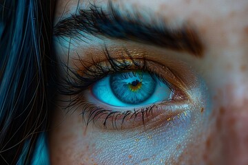 Intense Close Up of Womans Blue Eyes