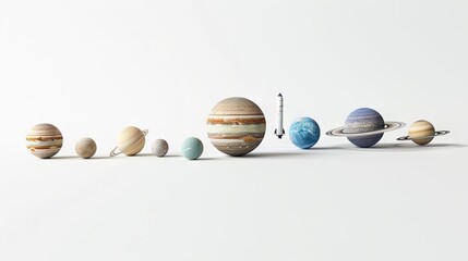 An awe-inspiring view of the Solar System's planets isolated against a clean white backdrop, showcasing the wonders of space exploration with imagery courtesy of NASA