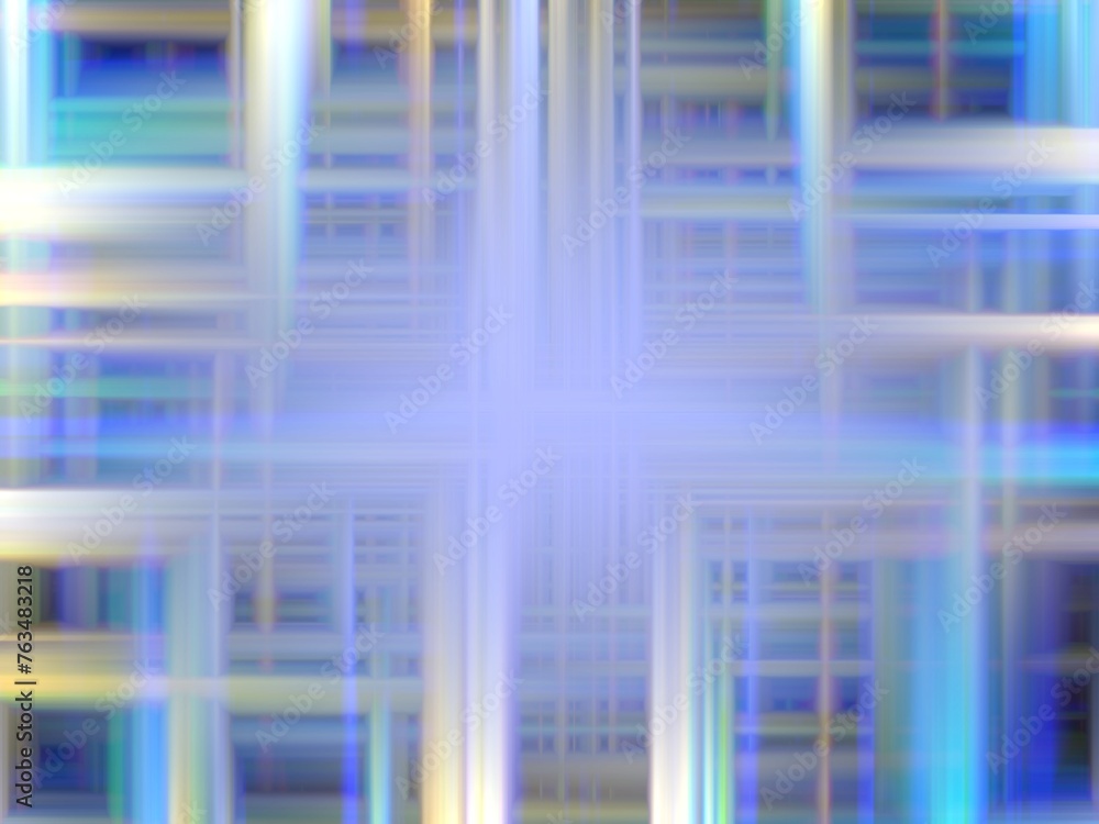 Poster background with effect of rays, straight lines, lights, movement, blurring and depth with blue color