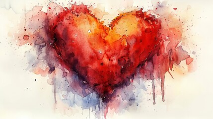 Isolated watercolor heart on white