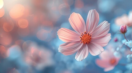 Soft pastel color flower in blurred style