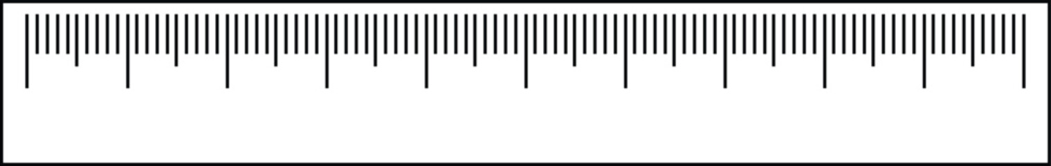 scale with 6 inch, 15 centimeter with markup and numbers. Measuring charts of metric, imperial units. Collection of distance, height, length measurement tool templates. Sewing tool line vector.