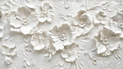 a white paper background adorned with delicately embossed flowers, a textured floral pattern that combines elegance with simplicity. SEAMLESS PATTERN. SEAMLESS WALLPAPER.