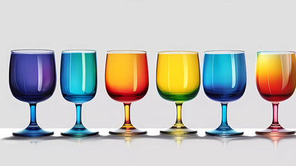 Brindis Festivo: Copas de Cristal y Champaña, Cocktails Coloridos en Celebraciones y Fiestas, una Gama de Colores en la Cristalería para Brindar en Grande - obrazy, fototapety, plakaty