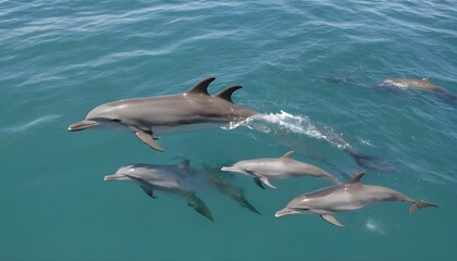 A Dolphin Swimming In A Pod With Its Companions Upscaled 4