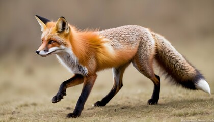 A Fox With Its Tail Held Low Approaching Cautious Upscaled 6