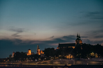 Fototapeta na wymiar Wawel Castle Illuminated at Night