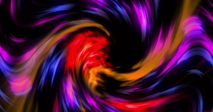 Animation of light trail spiral spinning on black background