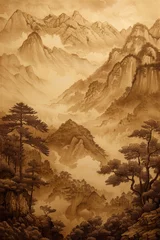 Papier Peint photo Lavable Montagnes Mountain Landscape With Clouds