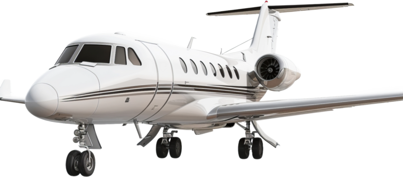 Private jet airplane, cut out transparent