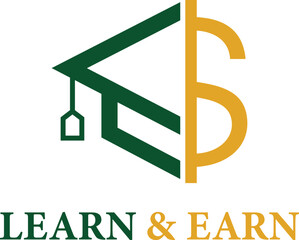 Graduation Cap Money Icon Vector Design. Scholarship logo concept design. Dollar sign vector design.