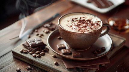 Cup of mocha with chocolate 