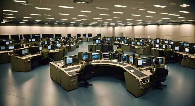 Control room with military.