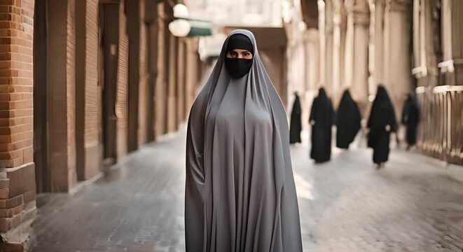 Muslim woman with the burqa.