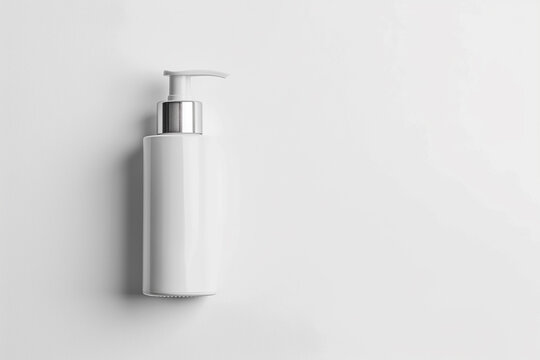 White unbranded dispenser bottle isolated on white background,