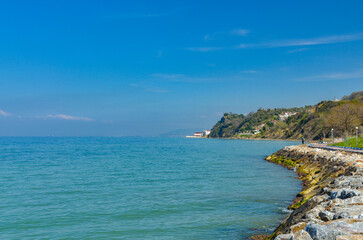 Marmara sea and esplanade in Koru (Yalova province, Turkiye)