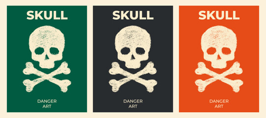 Chalk Painting Skull Poster Design