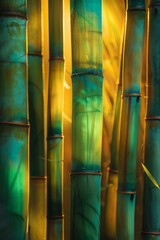 Green and Yellow Bamboo Trees Stand Together