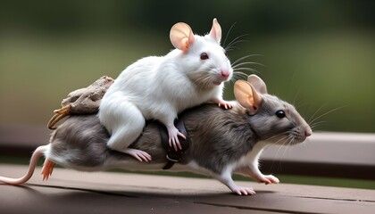 A Rat Riding On The Back Of A Rabbit A Fast And F Upscaled 4