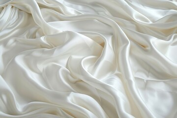 Luxurious white satin fabric with elegant drapes