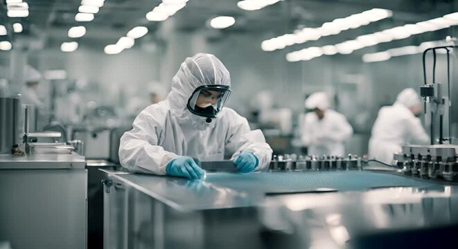 Worker in a microchip factory.