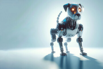 Robot dog on a clean background. Space for text.