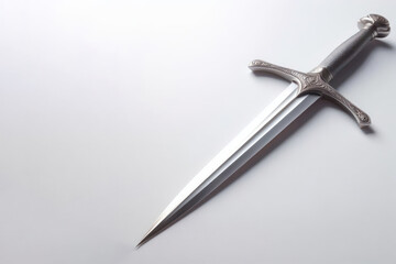Beautiful sword on a light background. Space for text.