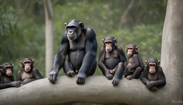 A Dominant Alpha Male Chimpanzee Keeping A Watchfu Upscaled 73