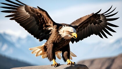 An Eagle With Its Powerful Wings Beating Upscaled 4