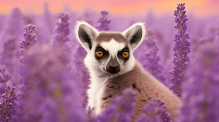 Lemore em um campo de lavanda - Papel de parede