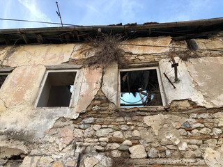 Ancient ruins of a medieval house near the sea