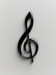 Obraz premium Realistic black treble clef on a white background. 