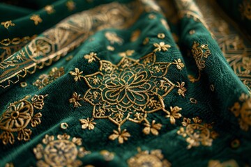 Emerald velvet with gold Moroccan embroidery