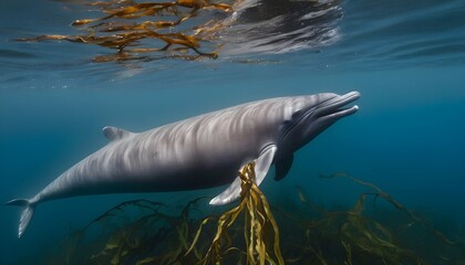 A Beaked Whale Swimming Through A Kelp Forest Upscaled 7