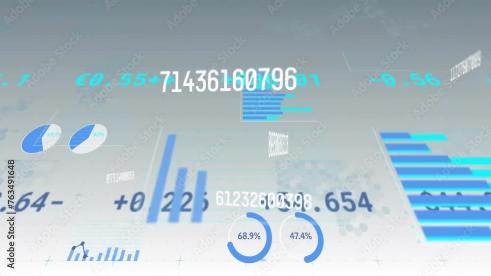 Aufkleber animation of digital data processing over grey background