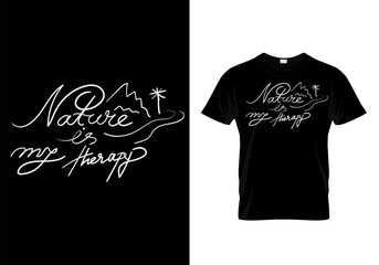 
" Sketches: Handcrafted Nature & Outdoors Calligraphy - Black & White T-Shirt Design .