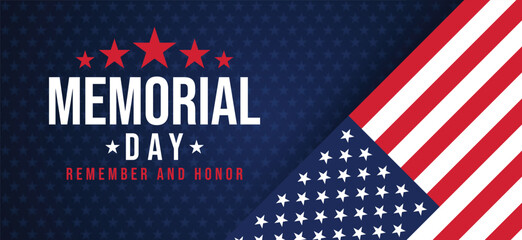 Memorial Day - Remember and honor with USA flag, Vector illustration.