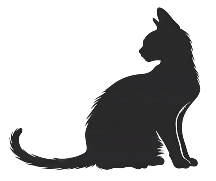 Black silhouette of a cat. Transparent background